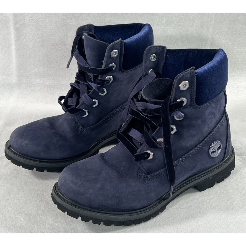 Timberland Women’s Boots Velvet Navy Blue Nubuck 6" Waterproof Premium A1KC5 6.5